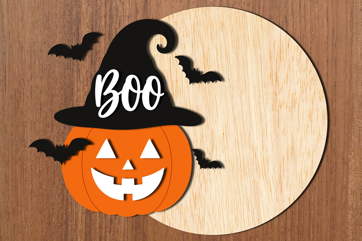 Boo Pumpkin Halloween Laser Cut SVG, an Object Graphic by OK Design (Photo 3 of 3)