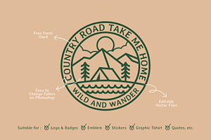 Outdoor Adventure Quotes Badges