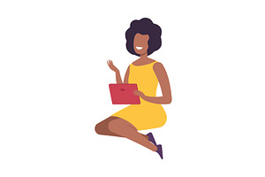 Smiling Woman with Modern Digital, a Person Illustration by TopVectors