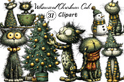 Whimsical Christmas Cats Clipart, an Illustration by Creative Art (Thumbnail 1 of 10)