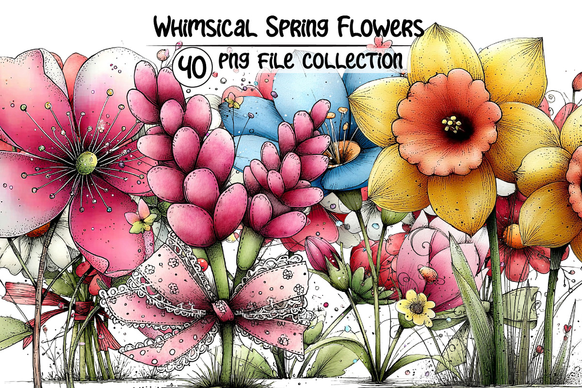 Whimsical Spring Flowers Clipart, an Illustration by Dream Creation (Photo 1 of 5)