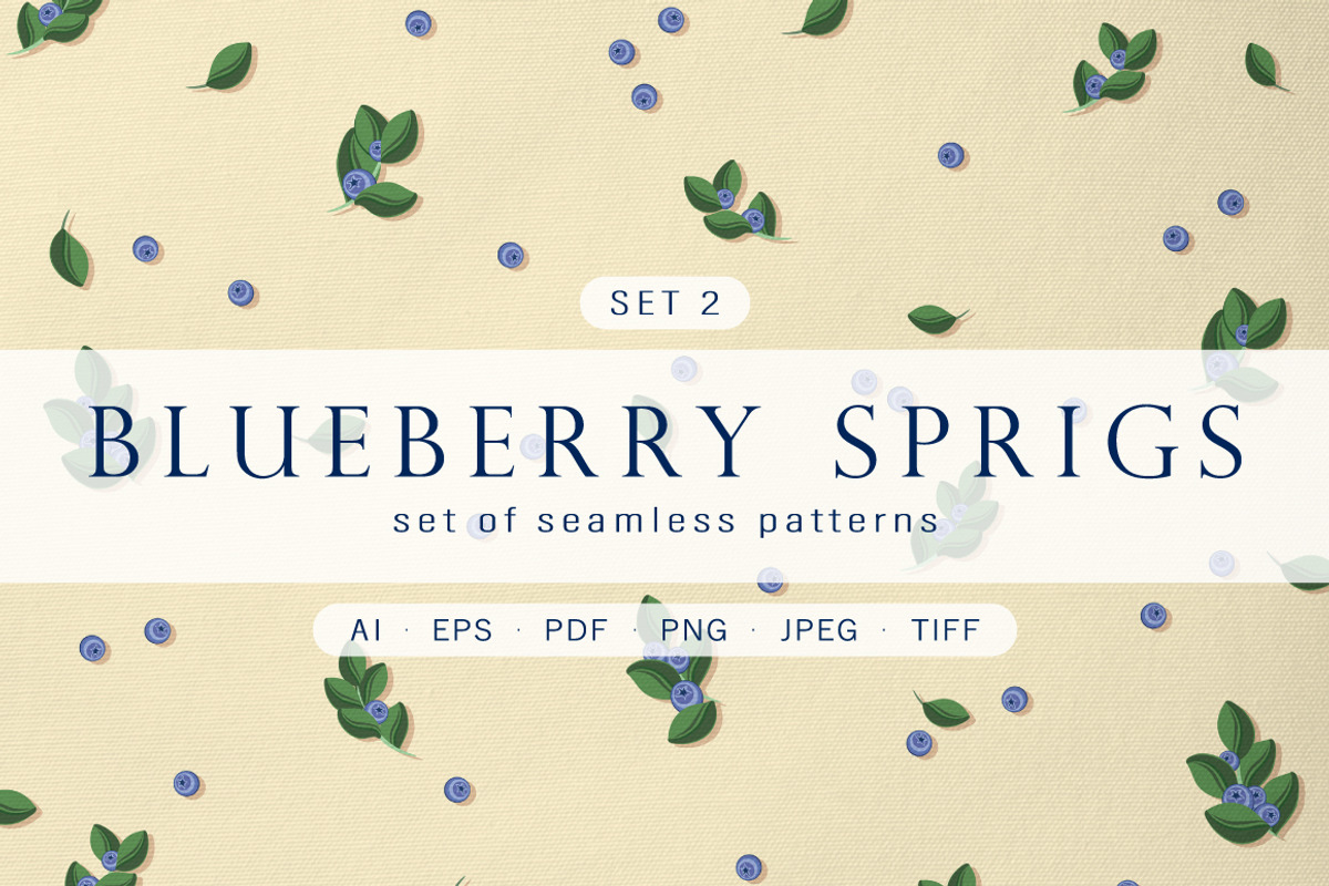 Blueberry sprigs - Set patterns, a Pattern Graphic by Yummy (Photo 1 of 9)