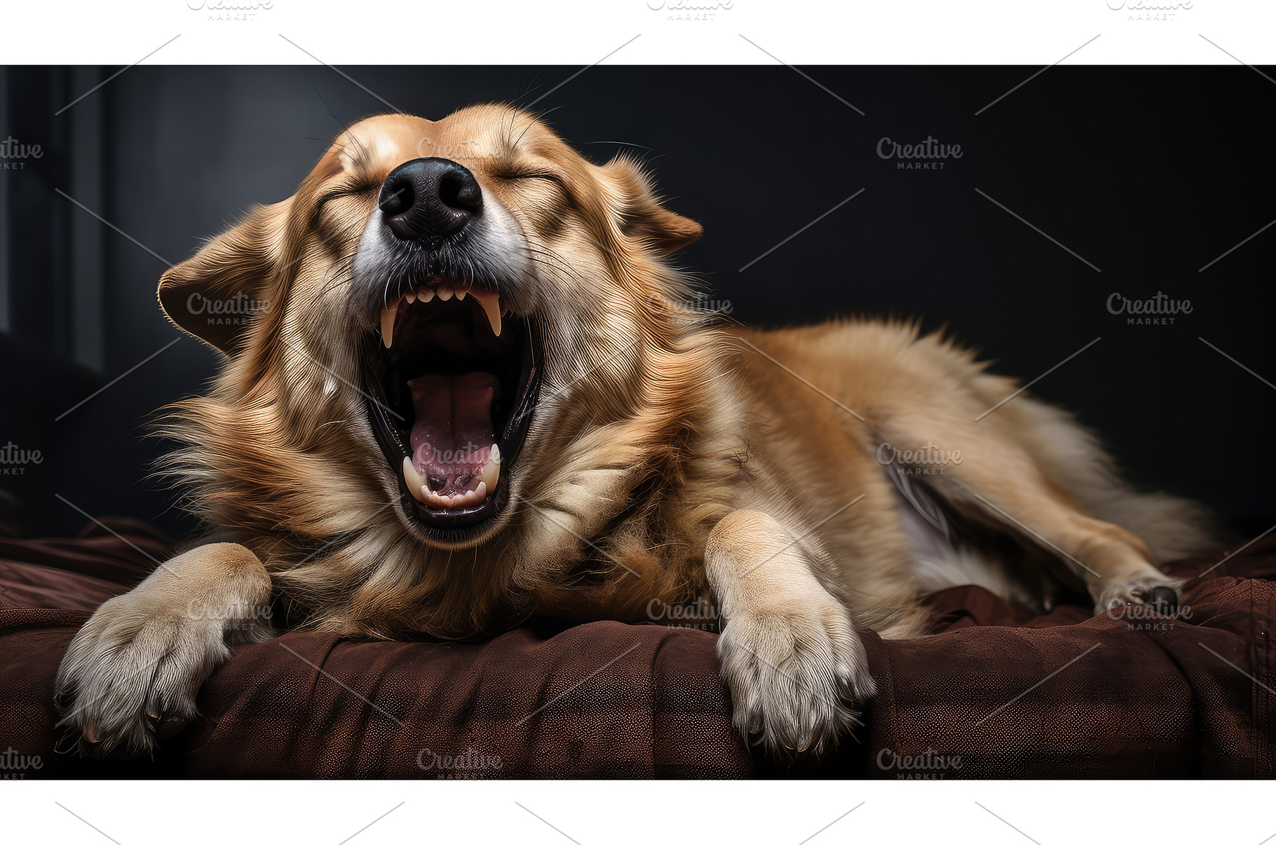 cute dog yawning ai generated, an Animal Photo by pikepicture