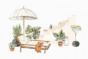 Watercolor Interior, decor & plants, a Decorative Illustration by Kate Macate (Thumbnail 4 of 10)
