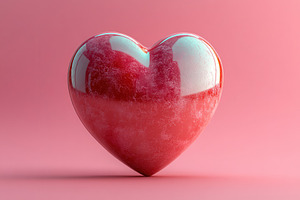 Heart-shaped decorative object in gl, a Photo by Tanuart