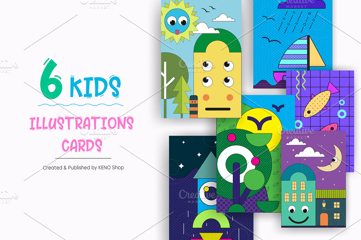 Cute Kids illustration posters. Art., a Decorative Illustration by KENO Mascots (Photo 1 of 5)