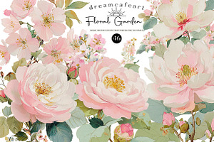 Watercolor Floral Clipart, an Illustration by DreamCafeArt