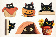 Black Cat Peeking Clipart PNG, an Illustration by Dream Creation (Thumbnail 3 of 5)