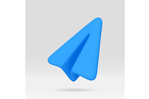Blue paper plane icon on light gray, a Technology Illustration by Abscent