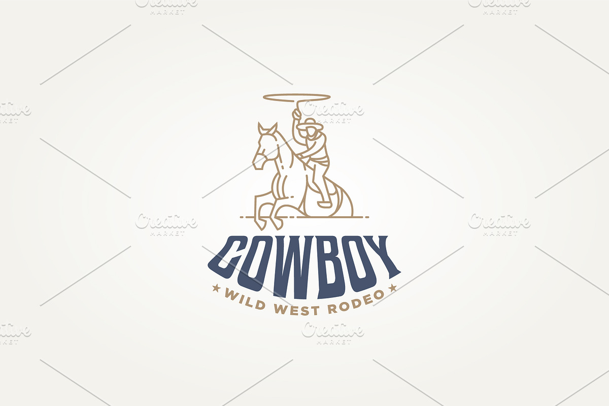 cowboy wild west rodeo line art logo