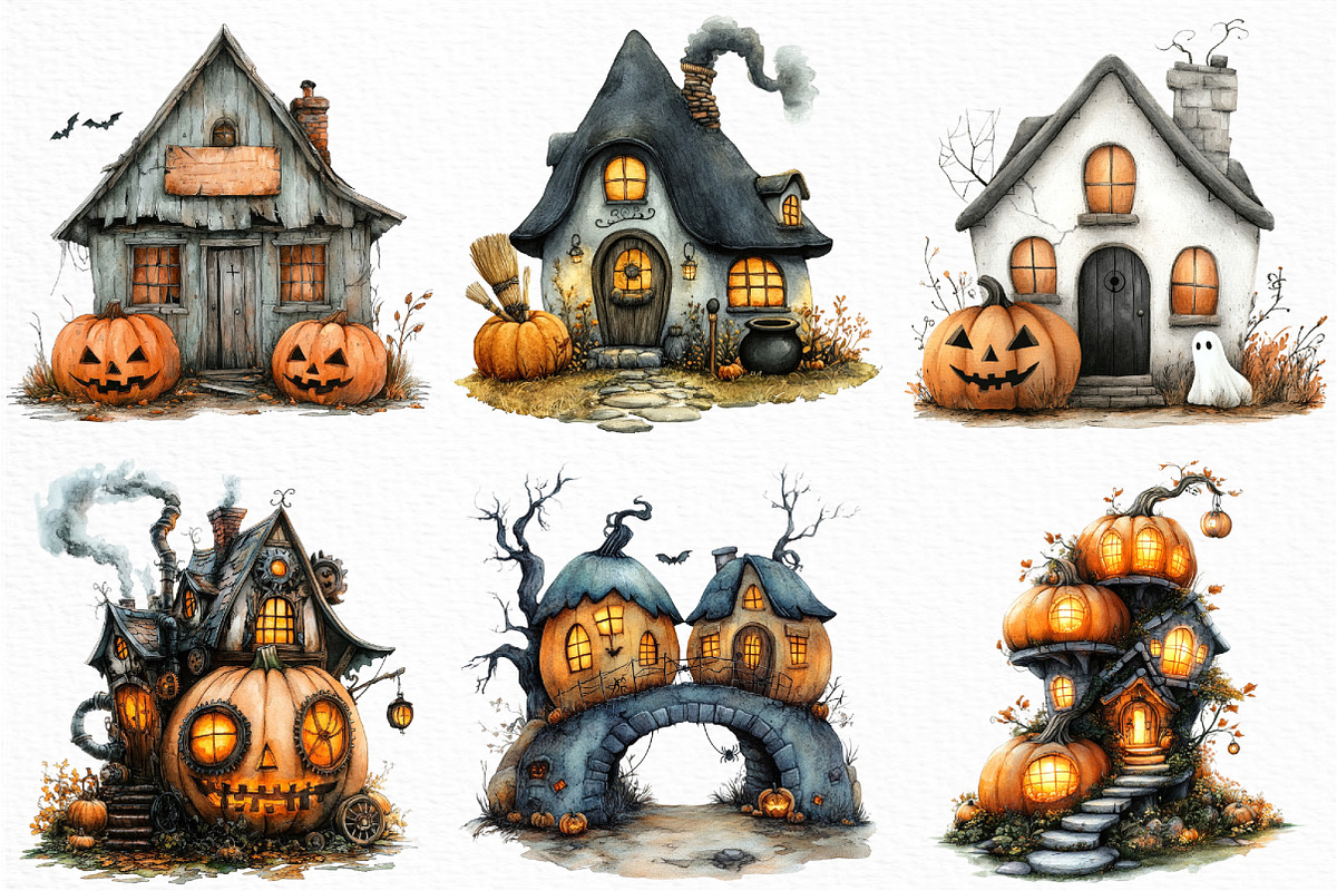 Halloween Pumpkin House Clipart, an Illustration by Craft Nest (Photo 5 of 6)