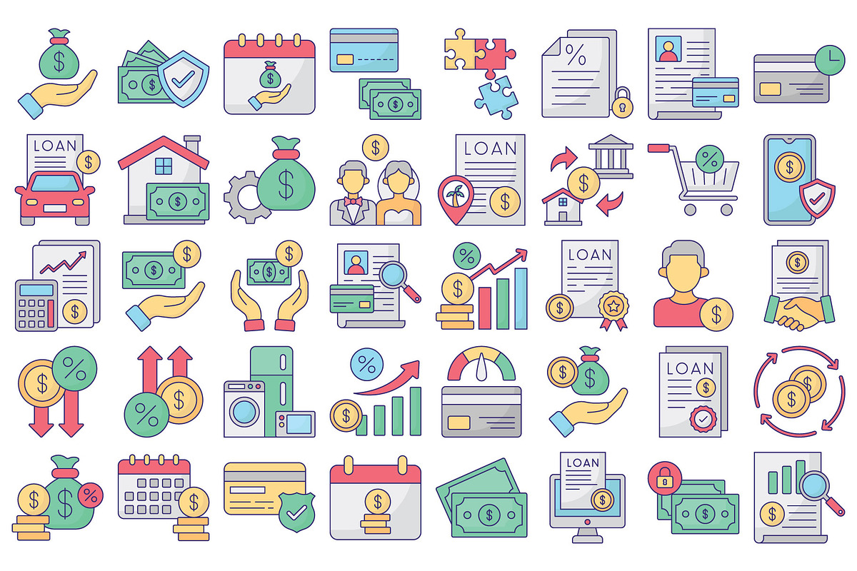 Credit Card Loan Vector Icons Set, an Outline Icon by Vector Portal (Photo 2 of 5)