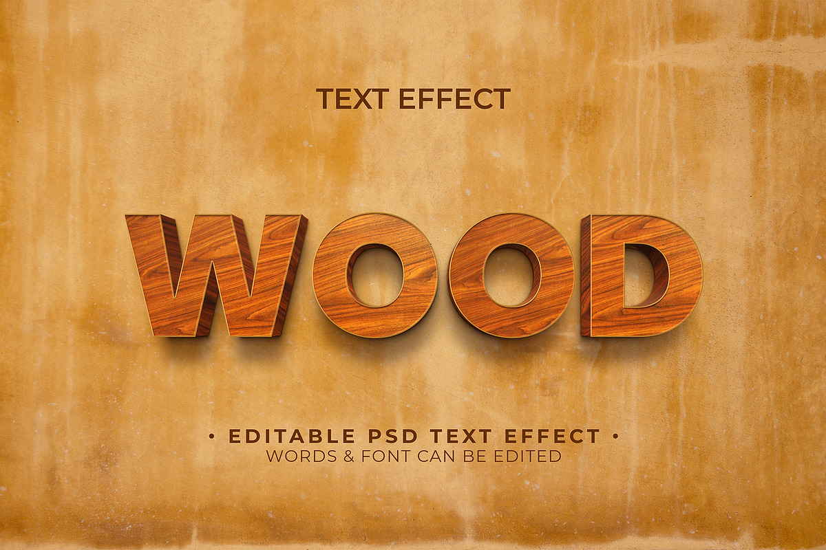 Wood Text Effect, a Brushes & More by Asofa Studio