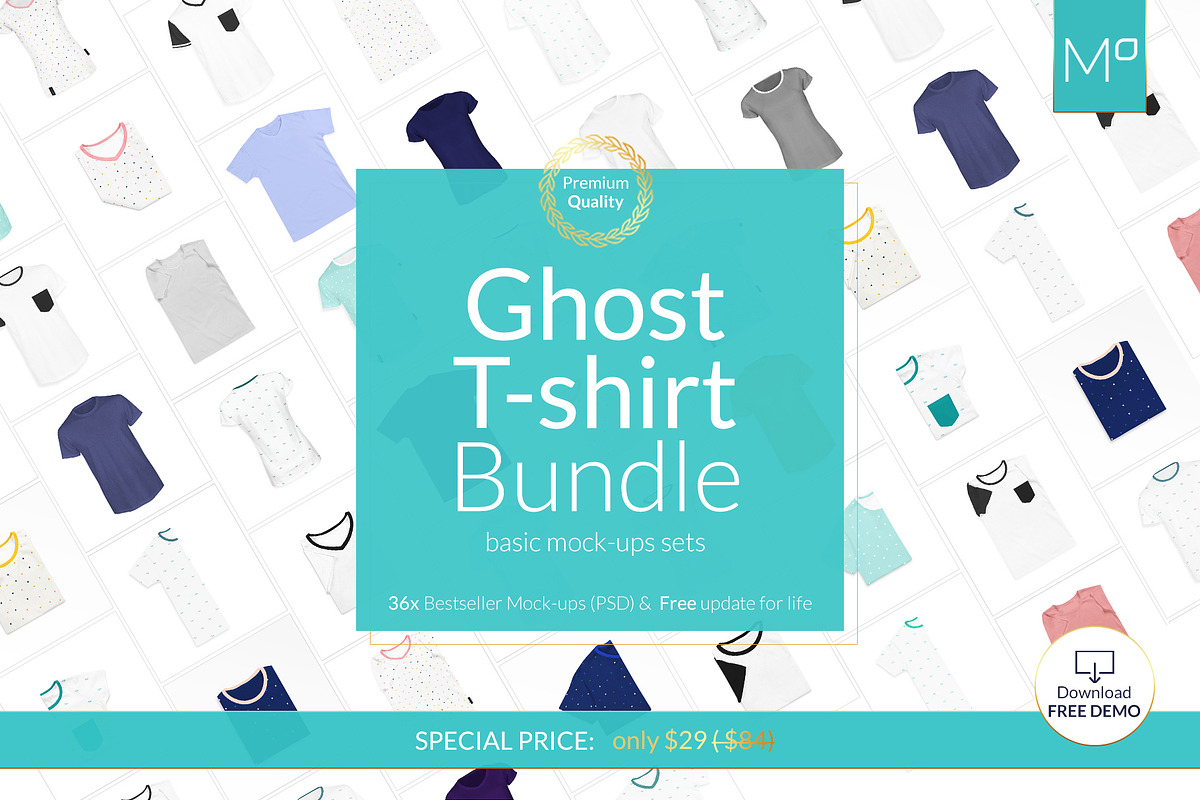 T-SHIRT GHOST BUNDLE + DEMO, a Books & Magazine Mockup by Apparel_Mockups (Photo 1 of 3)