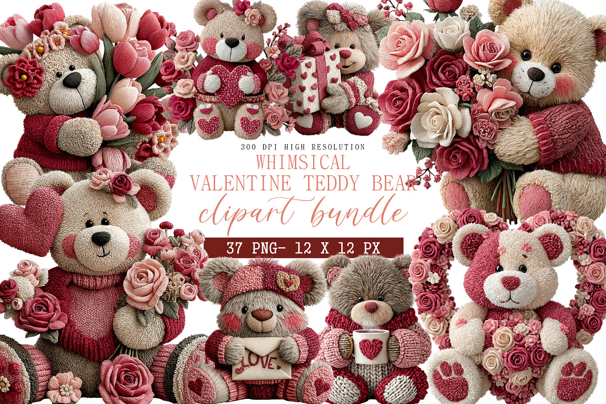 Whimsical Valentine Teddy Bear, an Illustration by DreamArtGraphic (Photo 1 of 4)
