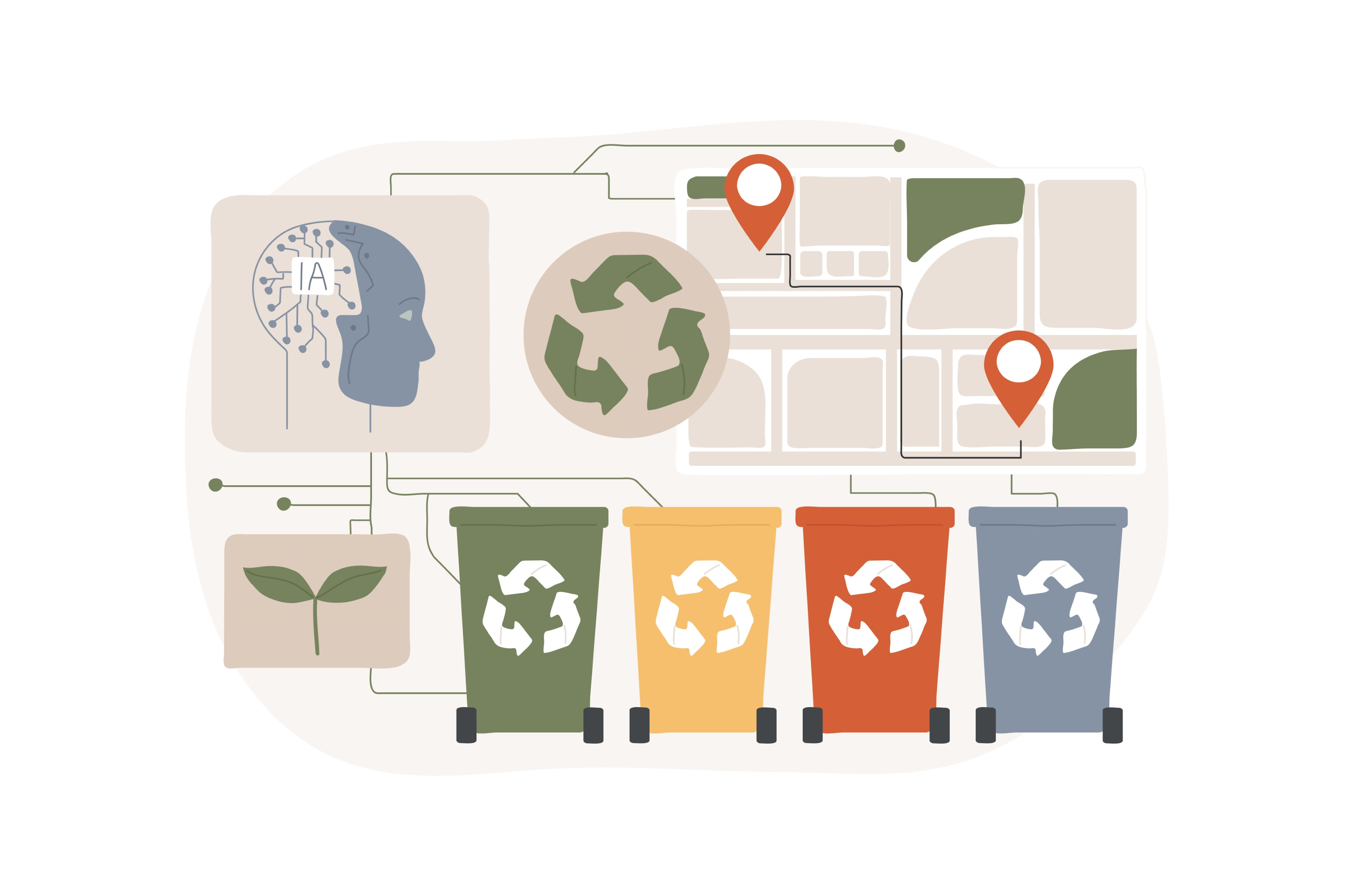AI-Supported Waste Management, a Technology Illustration by Visual ...