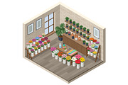 Isometric flower shop interior with, a Person Illustration by Golden Sikorka (Thumbnail 1 of 3)