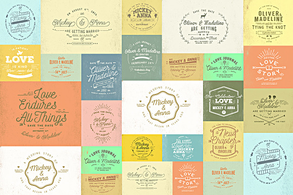 20 Rustic Wedding Badge Stickers