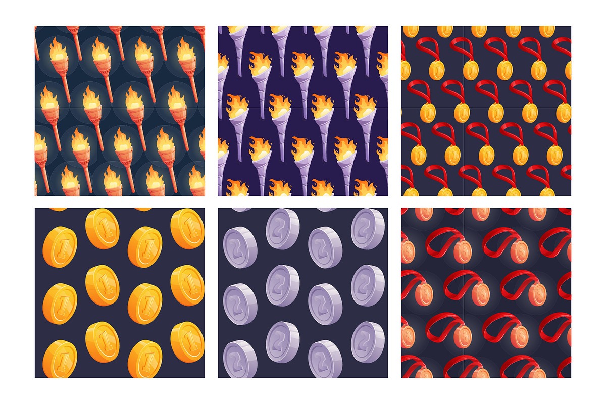 Olympic elements and awards |Pattern, an Object Illustration by EeKayStore (Photo 3 of 4)
