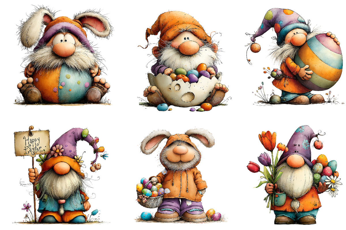 Easter Gnome Clipart, an Illustration by CreationArt (Photo 6 of 6)