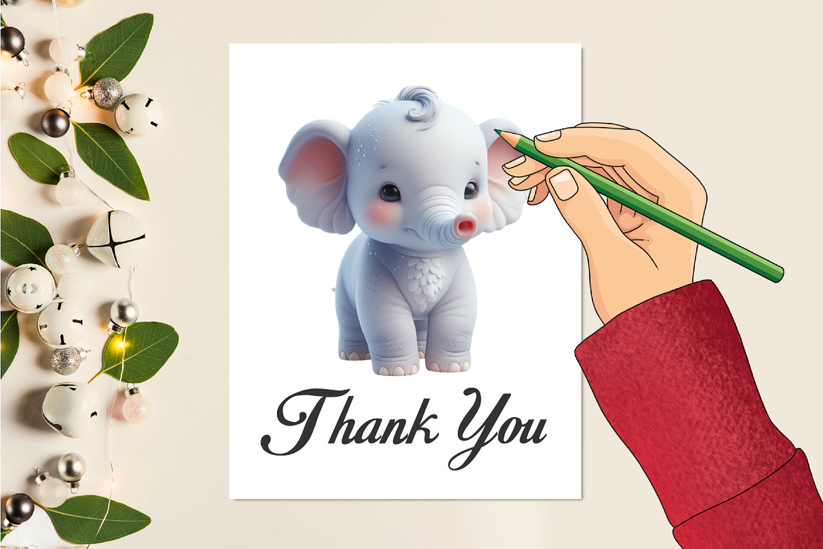 Watercolor Baby Elephant Clipart, an Illustration by CraftArtStudio (Photo 5 of 5)