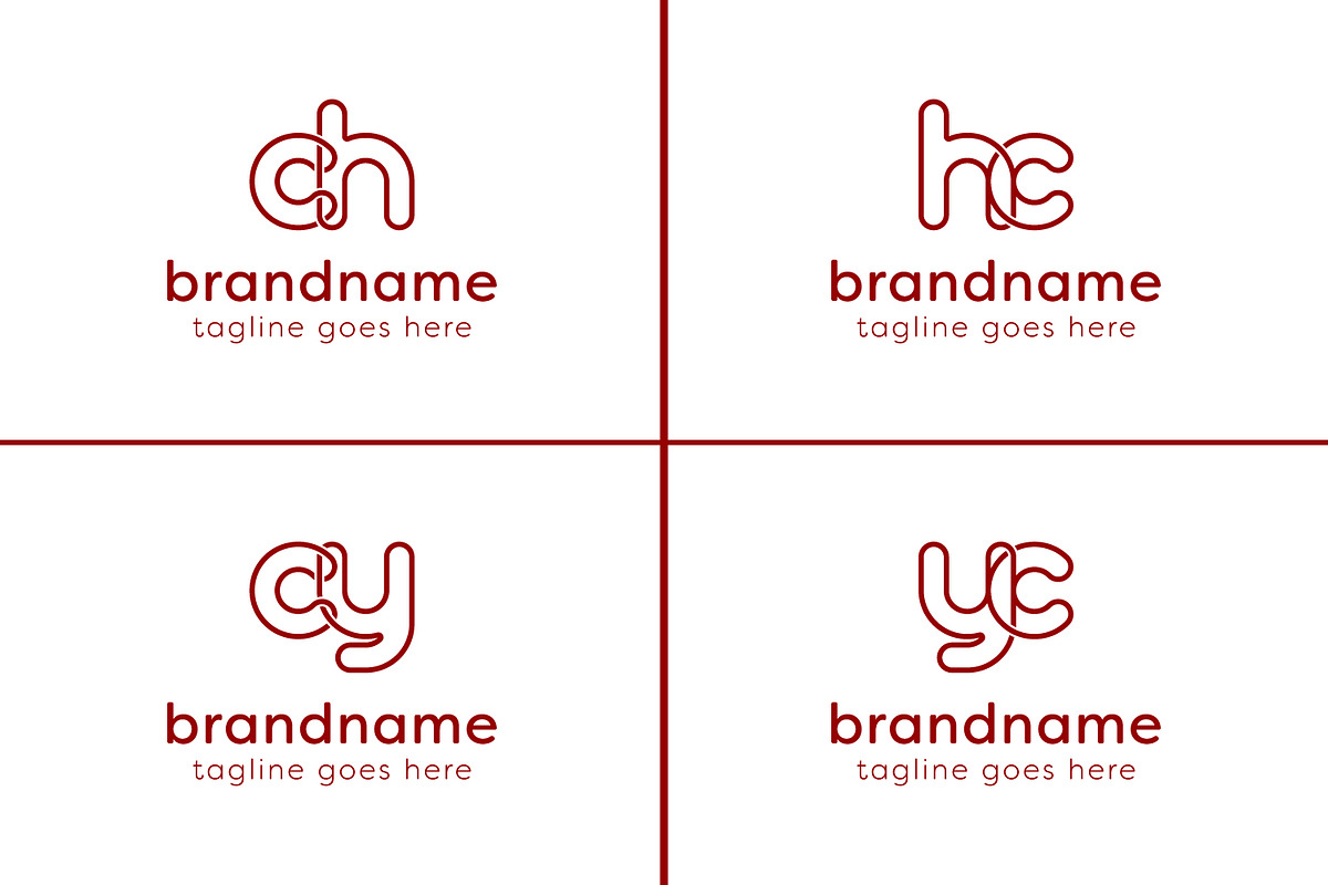 Letters CH HC CY YC Monogram Logo, a Branding & Logo Template by Pray Art Design Studio