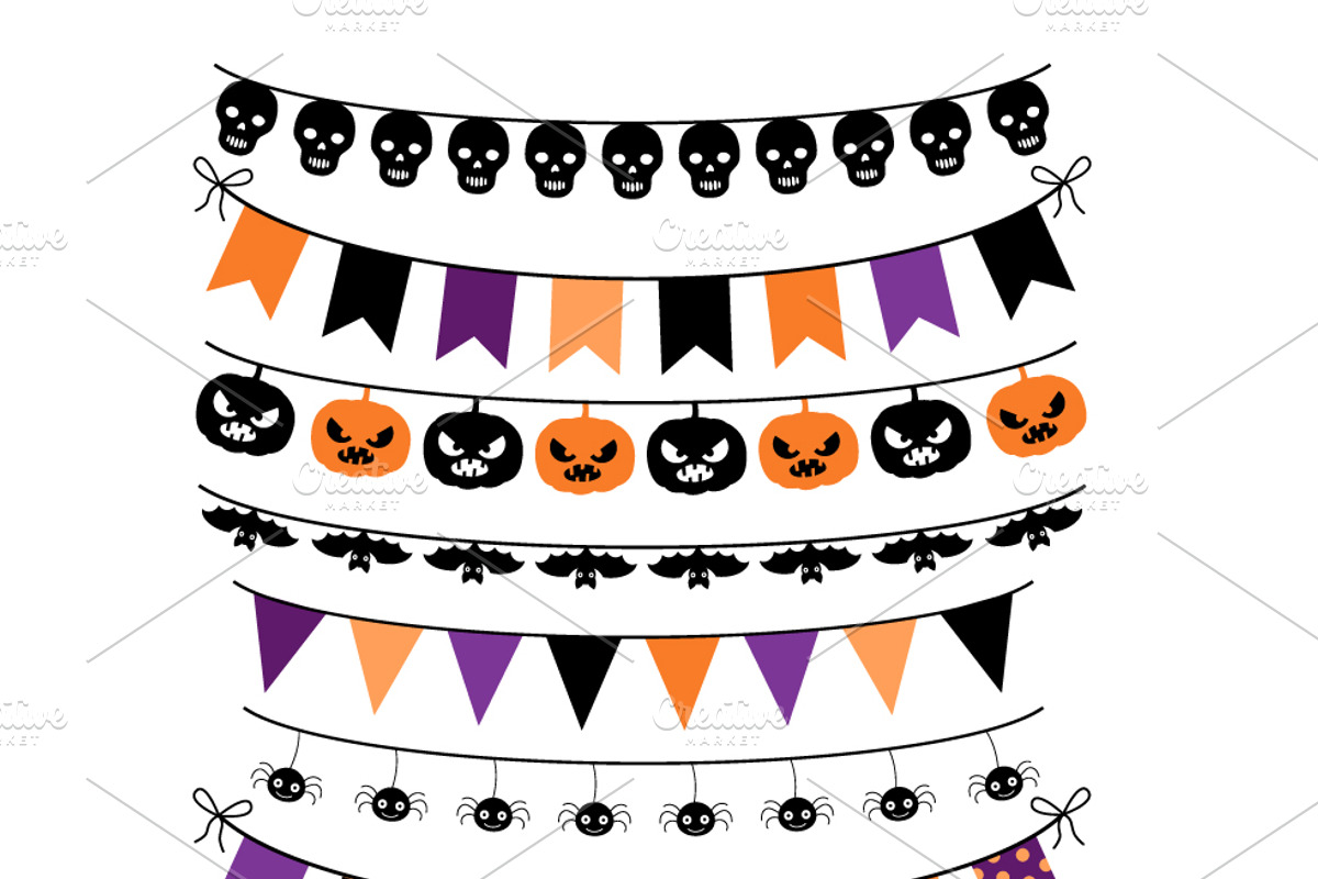 Halloween banner, Bunting Clip art, an Illustration by Pravokrugulnik (Photo 2 of 2)