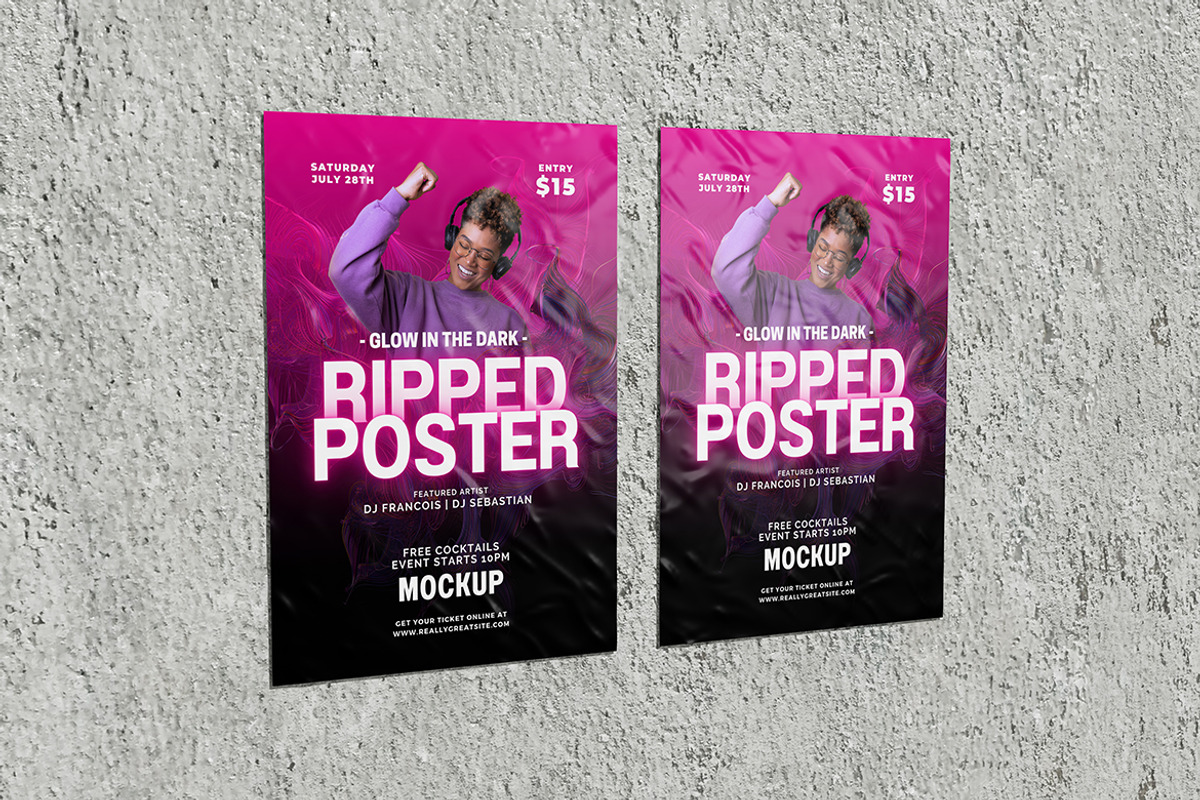 Ripped Poster Mockup, an Advertising Mockup by HanaSaka_Studio