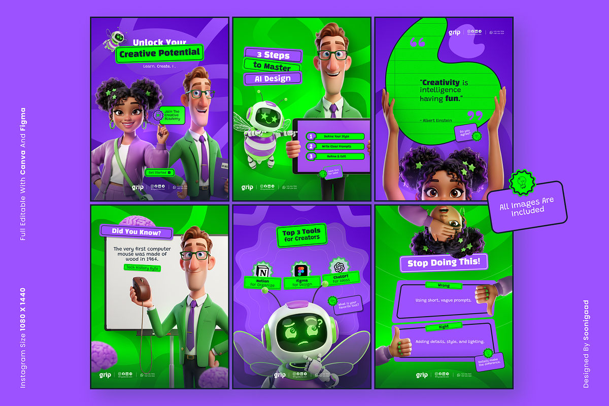 ToonTutor: 3D Educational Social Kit, a Social Media Template by Sooni Gaad (Photo 2 of 10)