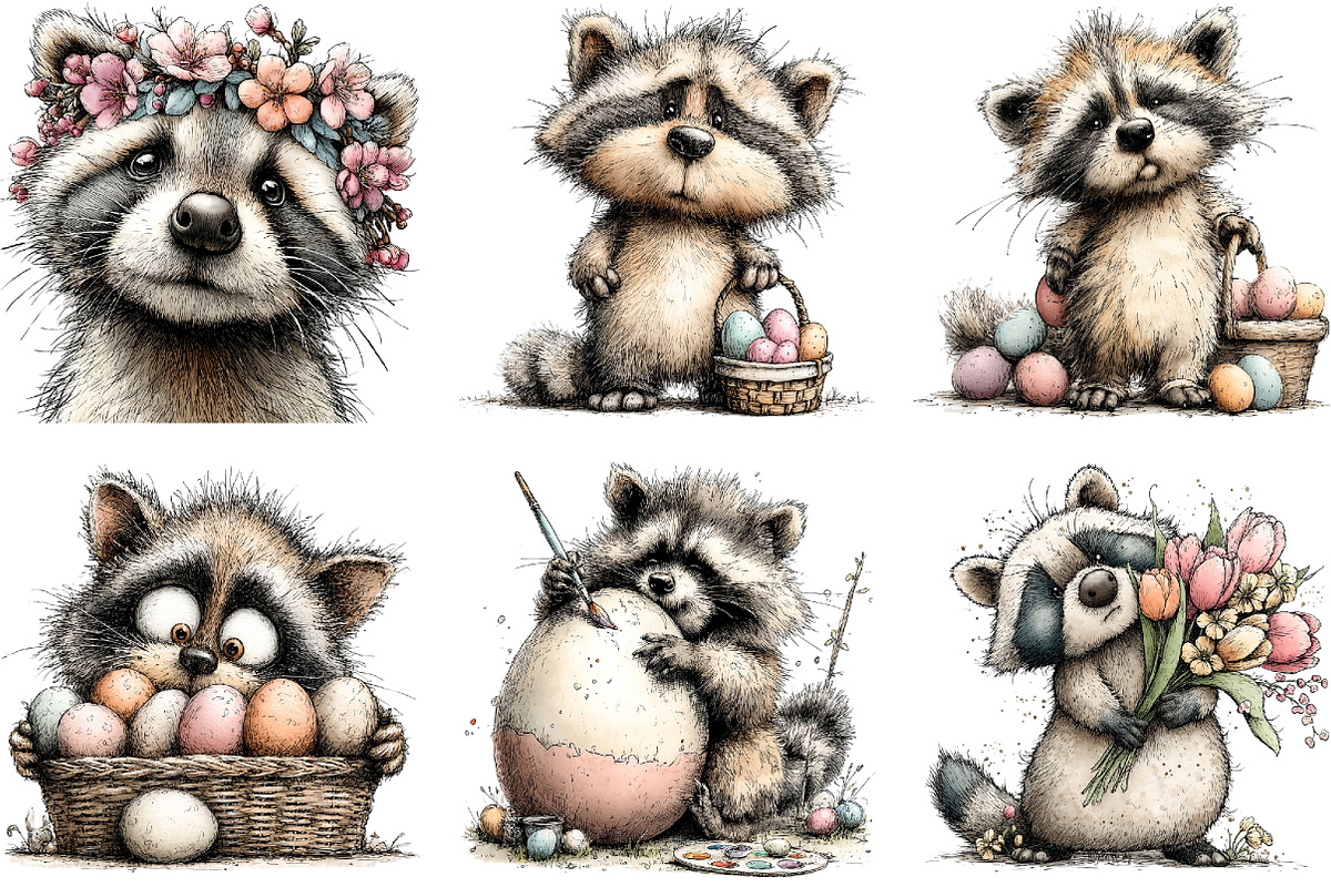 Whimsical Easter Raccoon Clipart, an Illustration by Sublimation Artist (Photo 5 of 7)