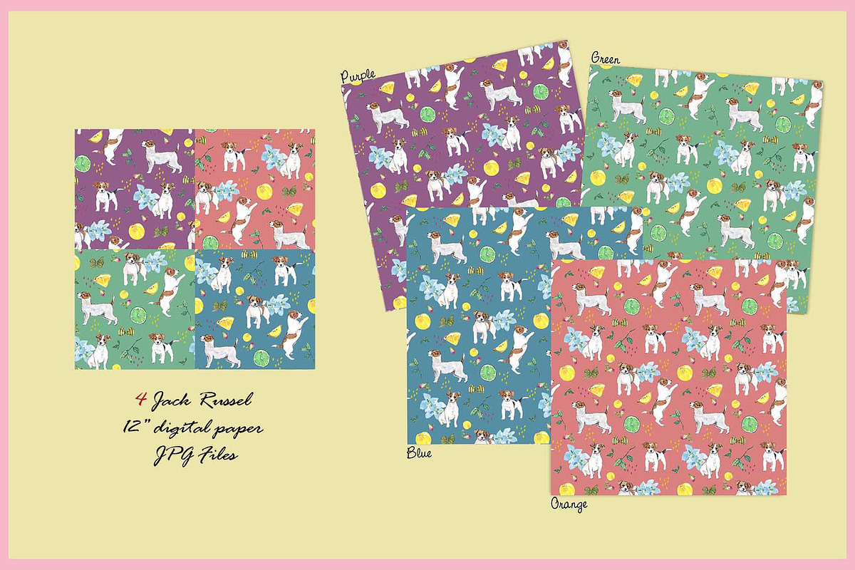 Jack Russell Clipart Digital Paper, an Animal Illustration by VianneArt (Photo 4 of 8)