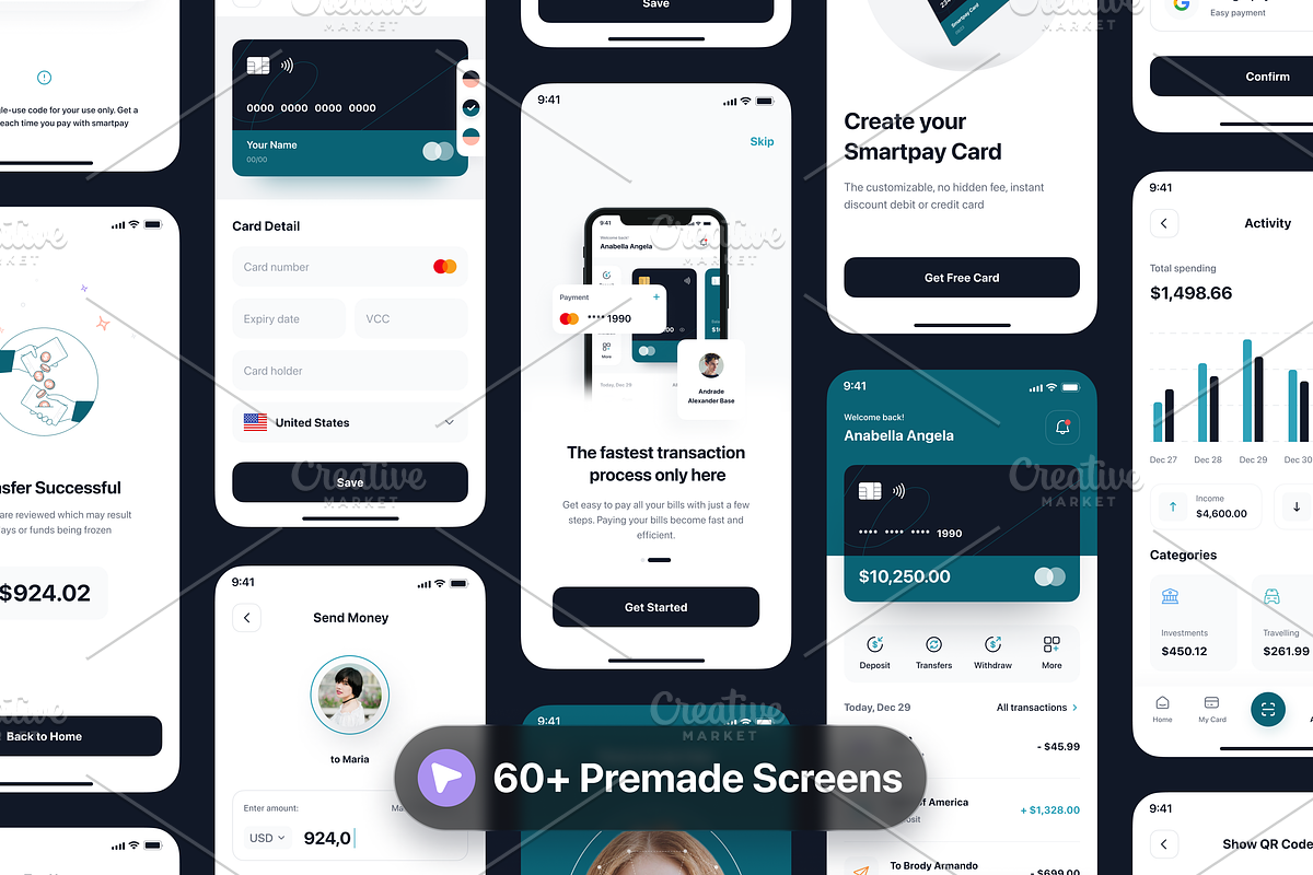 Smartpay - Fintech App iOS UI Kit, an UI Kit Template by Unpixel Design (Photo 2 of 6)