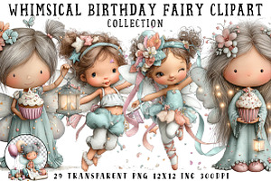 Whimsical Birthday Fairy Clipart, an Illustration by OK Design