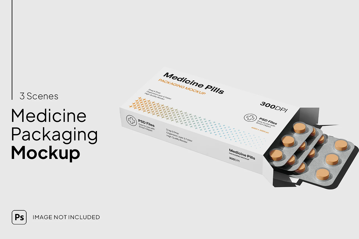 Medicine Pills Box Mockup, a Packaging Mockup by graphicsauce (Photo 1 of 4)