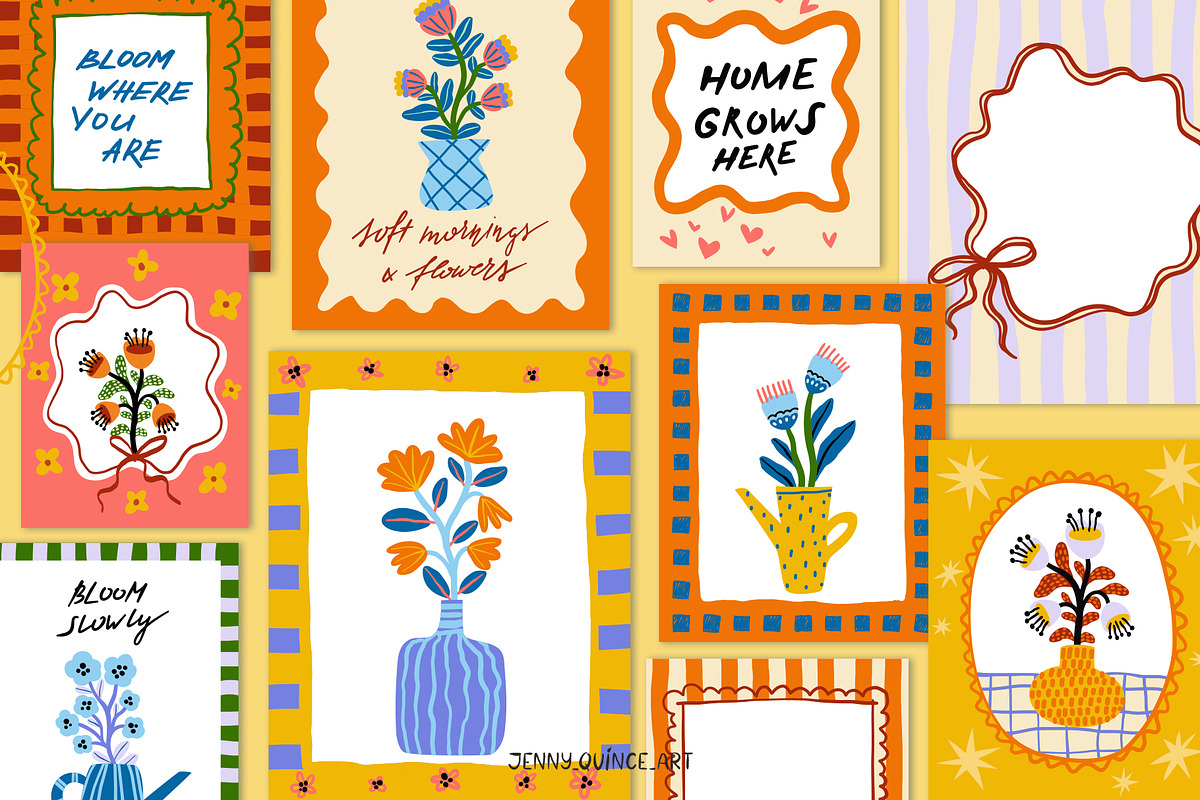 Dopamine Flowers – Vector Design Kit, a Decorative Illustration by Jenny Quince (Photo 3 of 15)