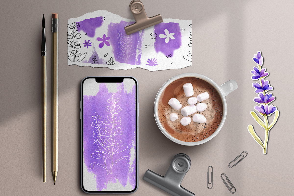 Provence Lavender watercolor clipart, a Decorative Illustration by Artmanata (Photo 7 of 14)