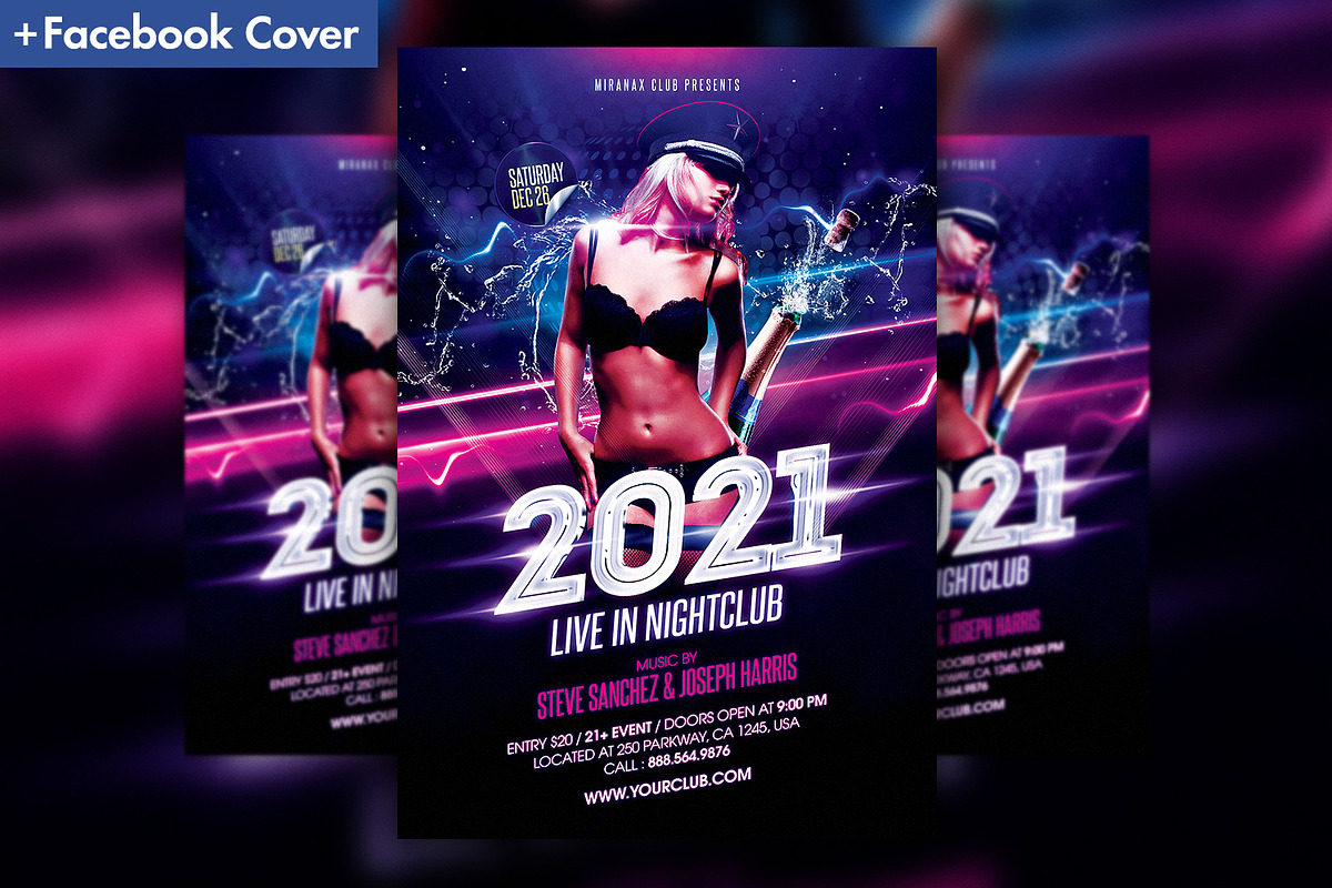 NYE Party Time Flyer Template, a Flyer Template by Hyperpix Productions (Photo 1 of 2)