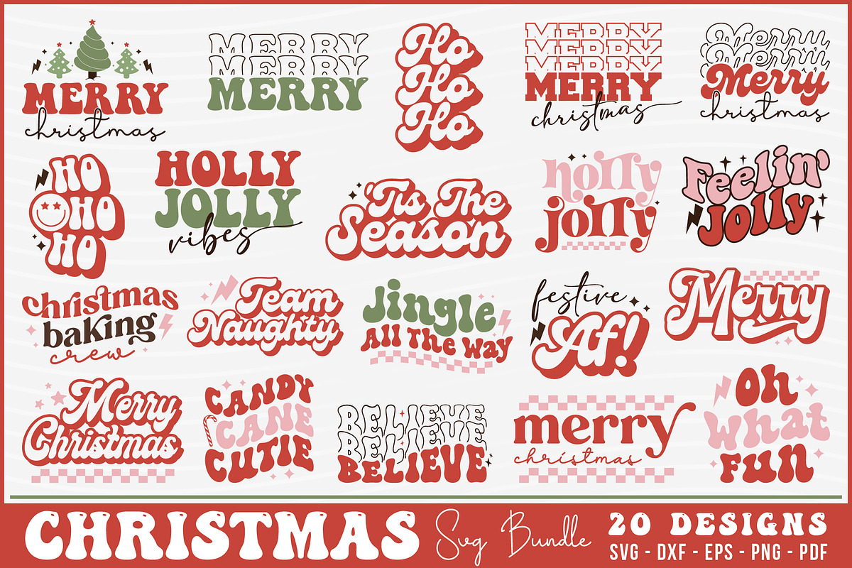 Groovy Christmas SVG Bundle 20 Desig, an Object Graphic by BeeCraftR (Photo 1 of 15)