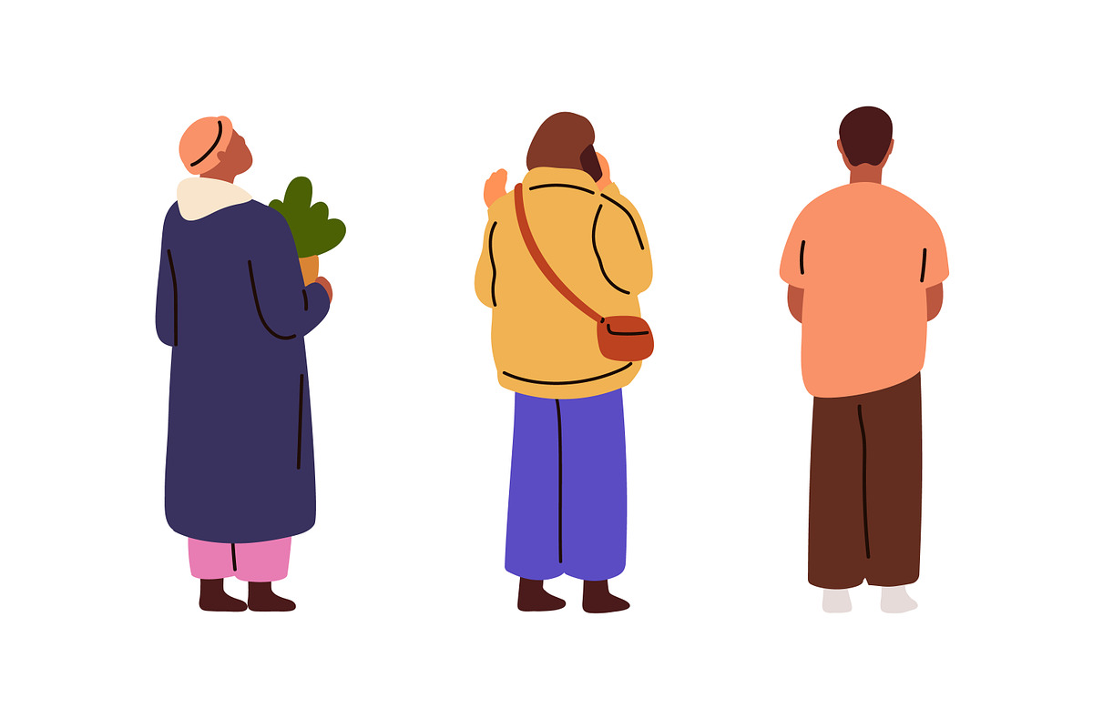 Rear view of people standing set, a Person Illustration by Good Studio (Photo 7 of 7)