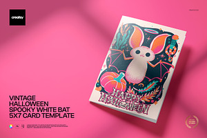 Halloween White Bat Card Template
