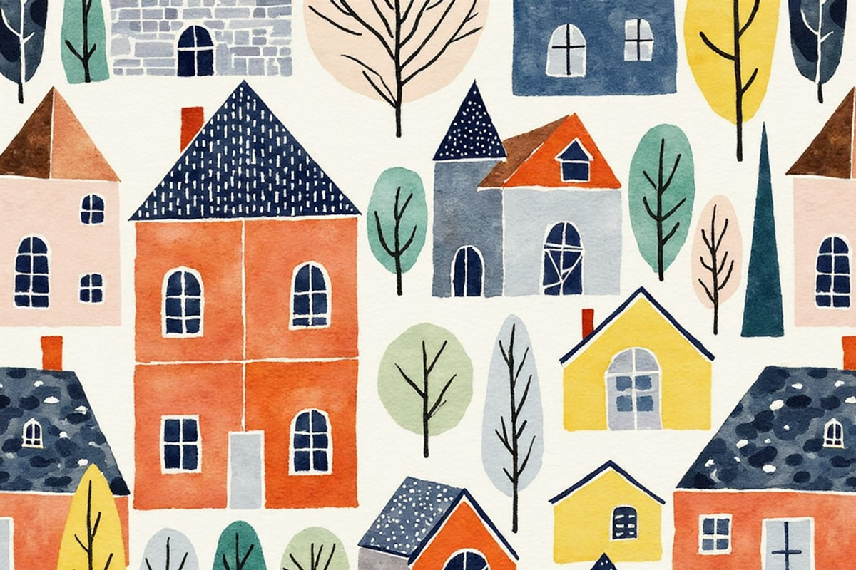 Homes Seamless Pattern, a Pattern Graphic by PLUM&FIGS (Photo 3 of 6)