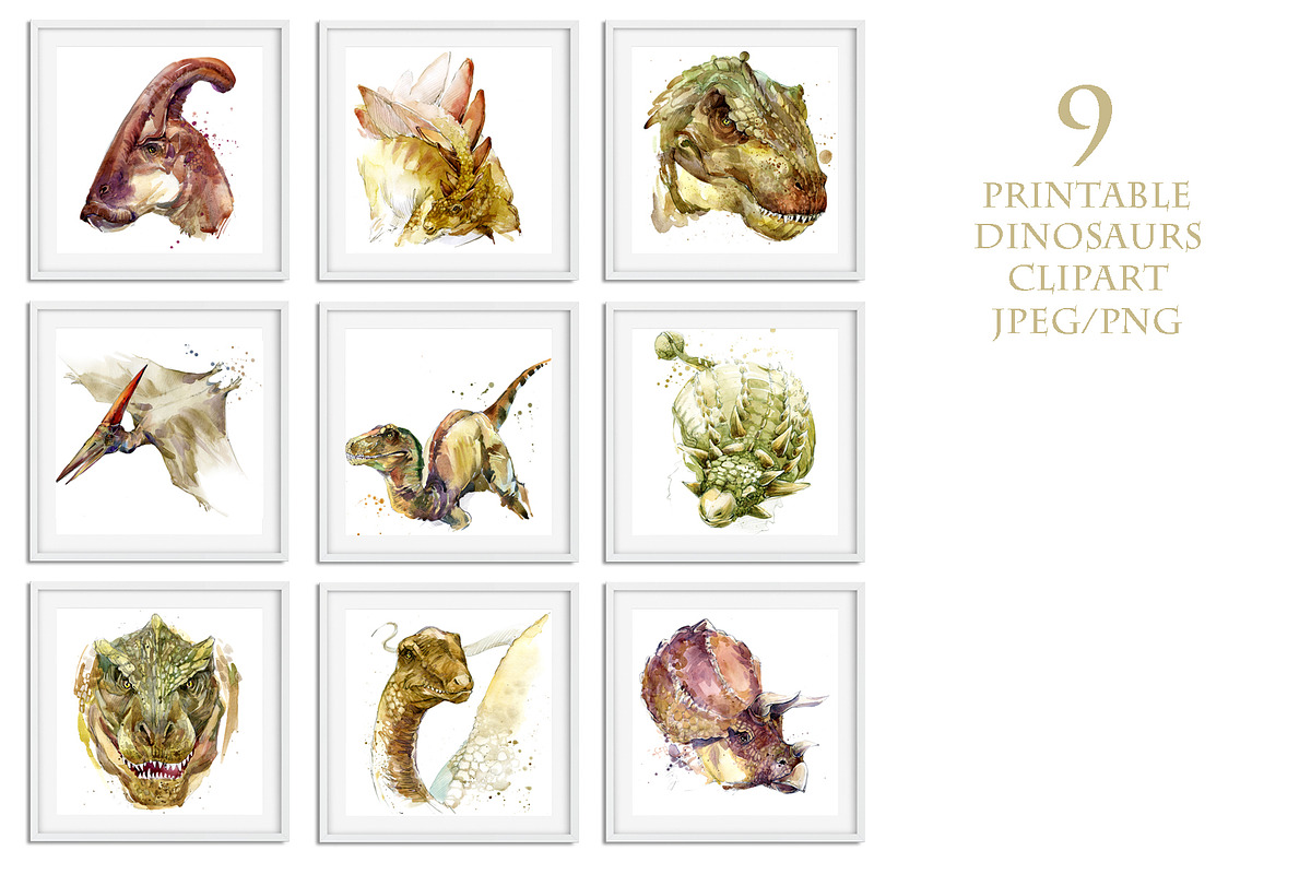 Watercolor Dinosaur Collection, an Animal Illustration by FineArt (Photo 2 of 19)