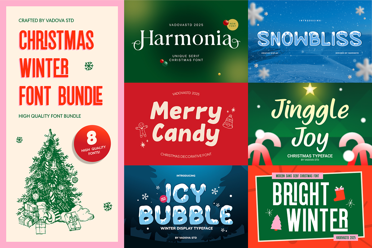 Christmas Winter Font Bundle, a Sans Serif Font by Vadovastd (Photo 1 of 9)