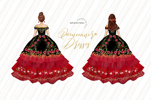 Mexican Dresses Miss Quince Clipart