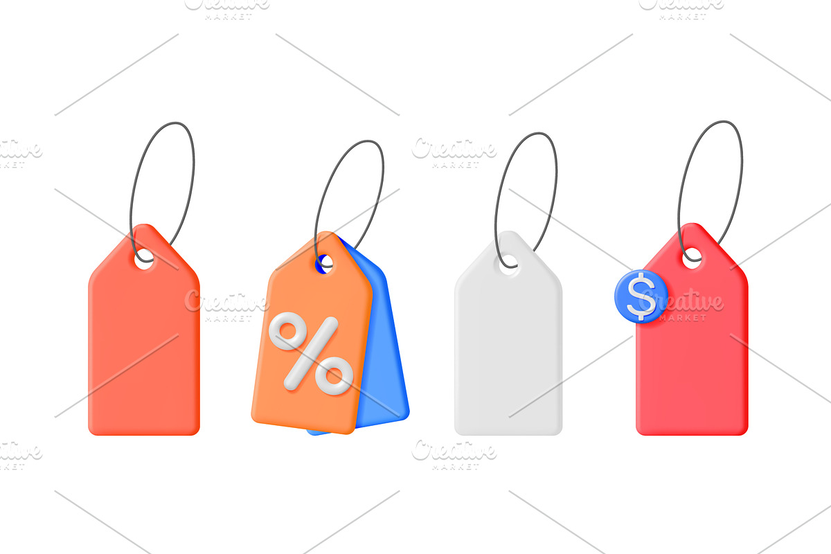 Set of 3d rendering vector price tag, an Object Illustration by Abscent