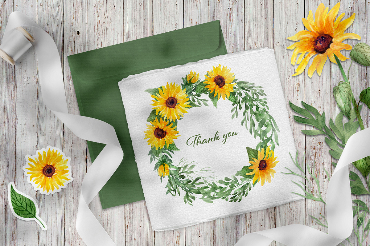 Sunflowers Watercolor Collection, an Illustration by Anna Druzhkova (Photo 14 of 14)