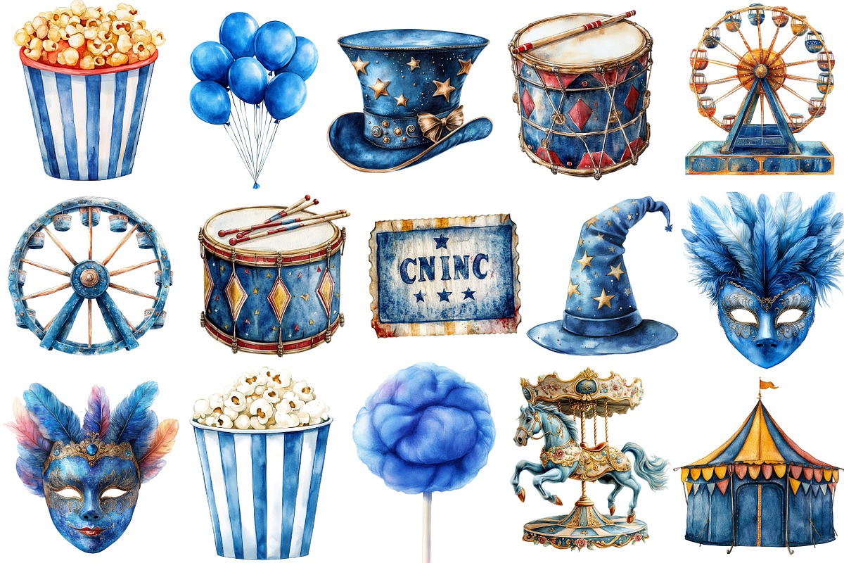 Watercolor Circus Festival PNG, an Illustration by SinaCreation (Photo 2 of 5)