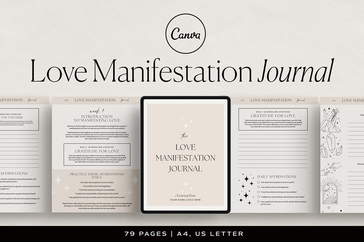 Love Manifestation Journal Canva, a Presentation Template by HelloKarla (Photo 1 of 7)