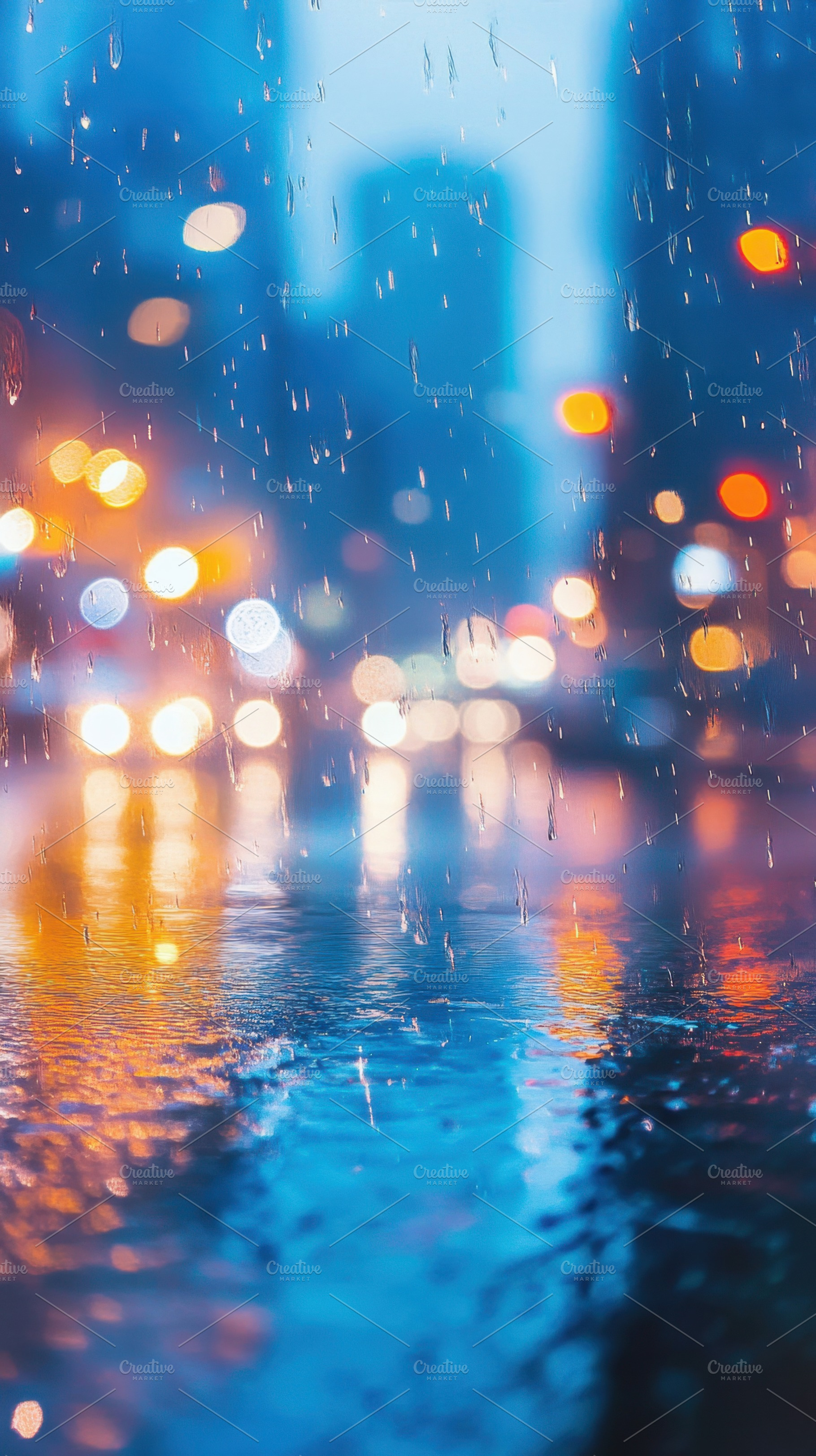 City streets glow under rainy night, a Photo by Beautiful things