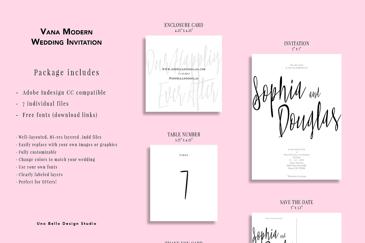 Vana Modern Wedding Stationery, an Invitation Template by Uno Bello Design Studio (Photo 5 of 5)